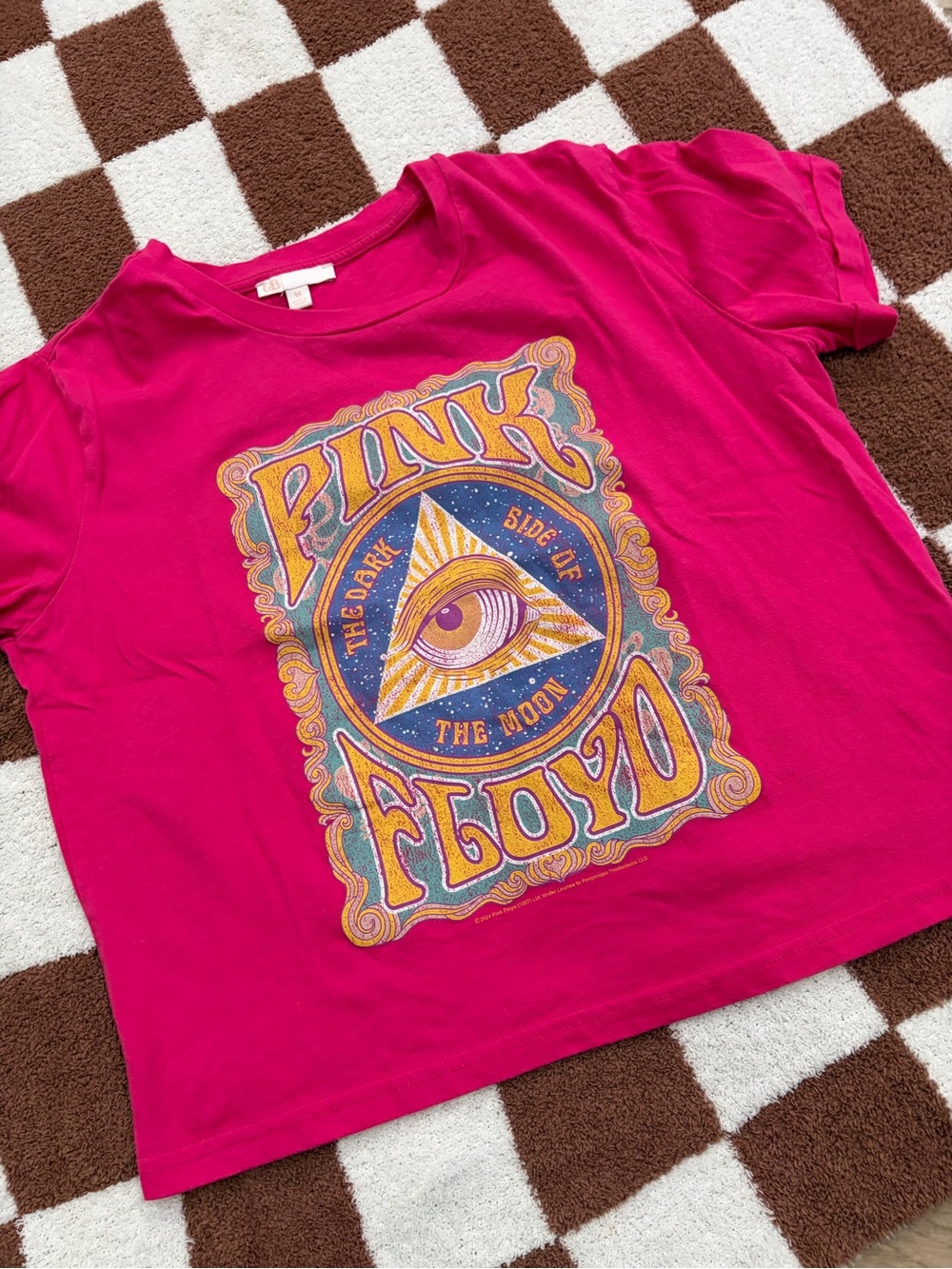 GB girls Bright Fuchsia Pink Pink Floyd Graphic Short Sleeve Tee